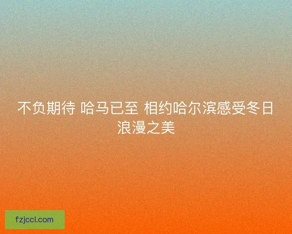 不负期待 哈马已至 相约哈尔滨感受冬日浪漫之美