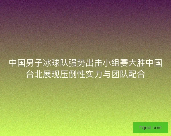 中国男子冰球队强势出击小组赛大胜中国台北展现压倒性实力与团队配合